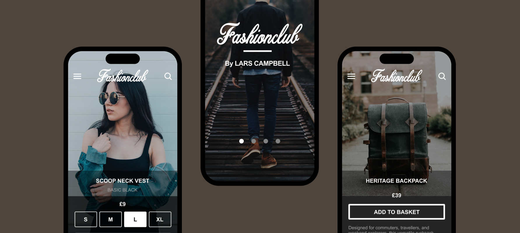 FashionClub mockup screen 1