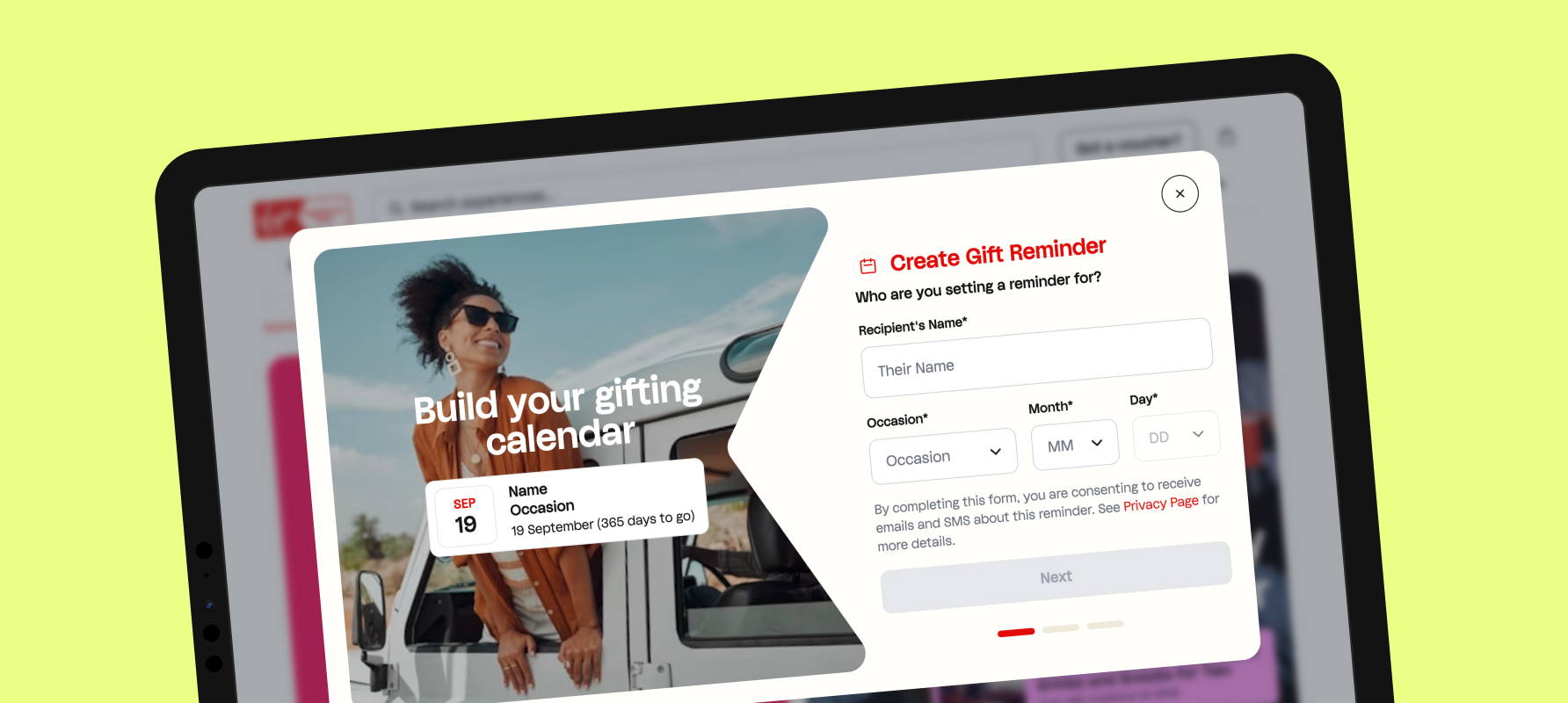 High-fidelity Gift Reminders